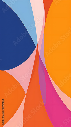 Abstract Simple graphic poster in orange, pink and blue colors