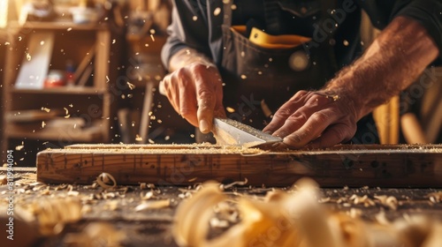 Here are some pictures of a carpenter at work using tools to build furniture and fix structures, Generated by AI