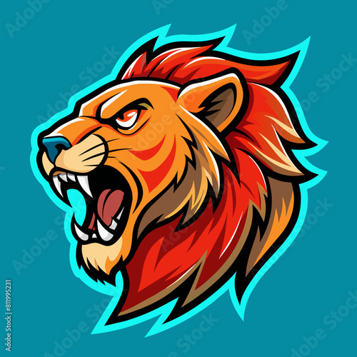 lion-head-roaring-sticker design