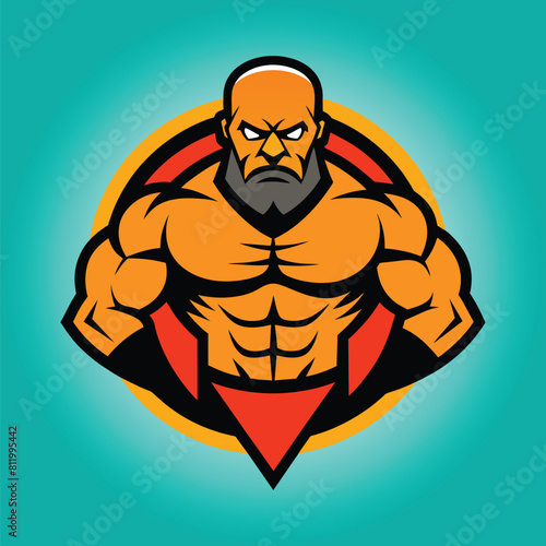 Body builder mascot logo design body builder vector muscular man vector