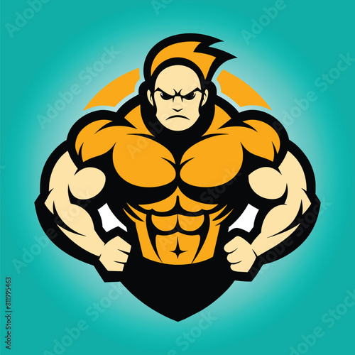Body builder mascot logo design body builder vector muscular man vector
