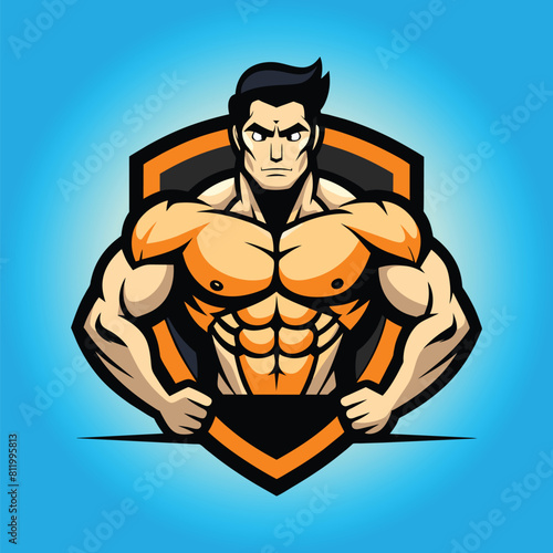 Body builder mascot logo design body builder vector muscular man vector