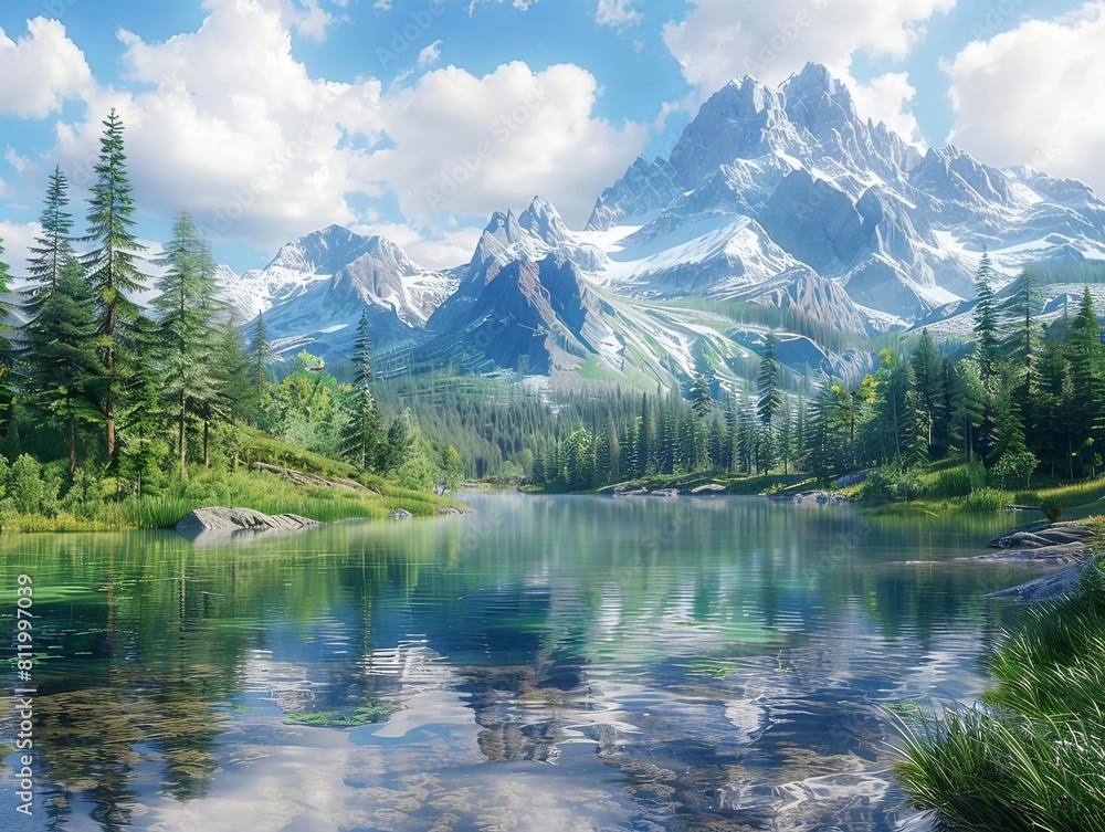 Embracing the Untamed Beauty of Nature A Serene Alpine Lake Reflecting the Majestic Mountain Peaks