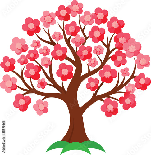 cherry tree illustration icon  tree icon
