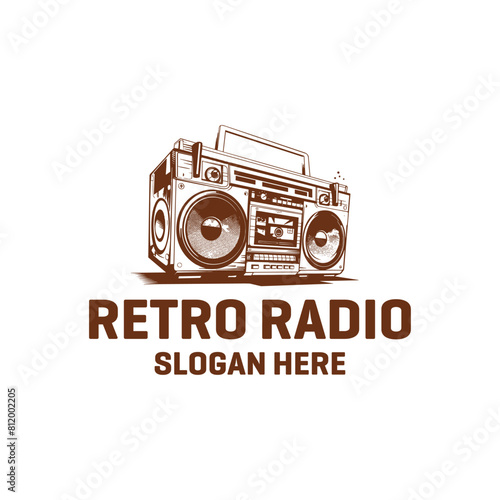 Vintage radio logo vector illustration