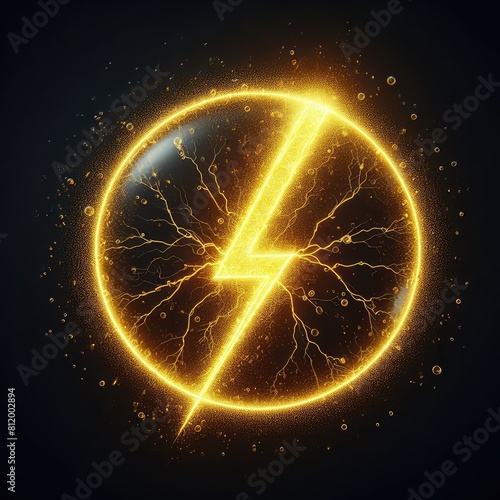 Wallpaper Mural Yellow thunder and electricity light isolated on a black background  Torontodigital.ca