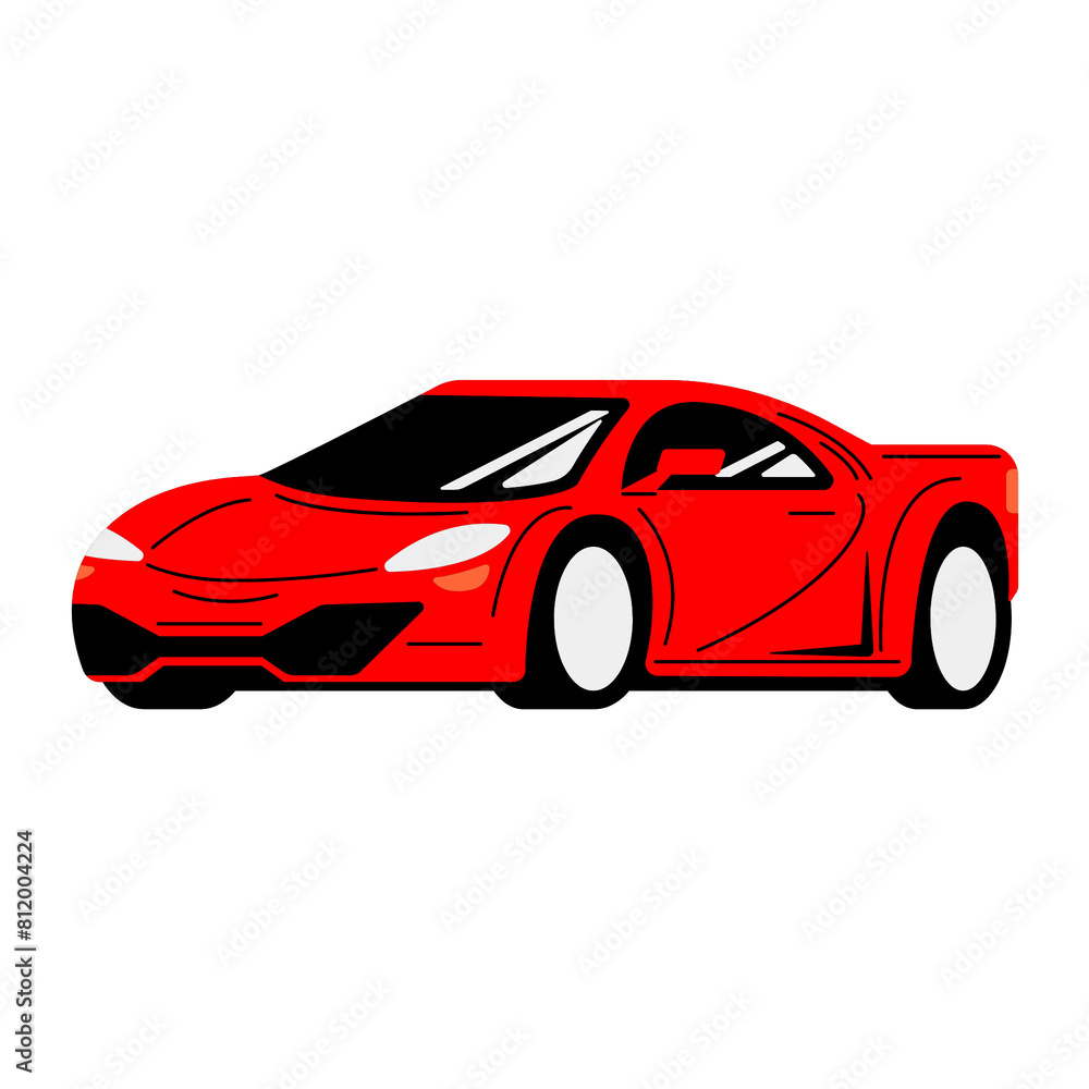 A red sports car on a white background, car icon, car