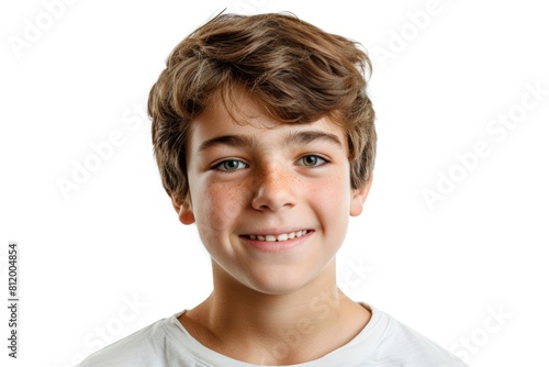 Young boy with a toothbrush in his mouth, suitable for dental hygiene concepts