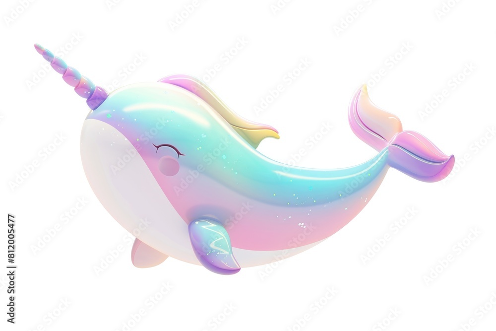 A whimsical cartoon narwhal floating in the air. Perfect for children's illustrations A whimsical cartoon narwhal floating in the air. Perfect for children's illustrations