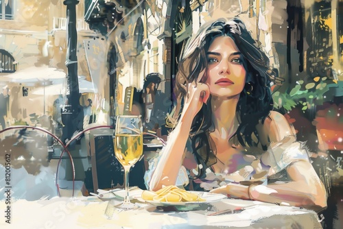 A woman sitting at a table with a plate of food. Suitable for lifestyle and food-related projects