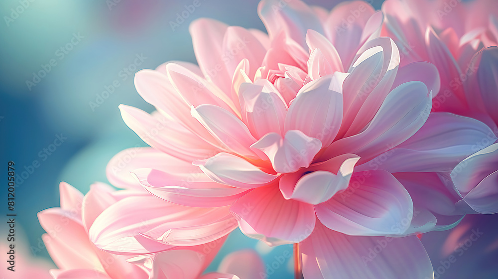 Fototapeta premium Pink flowers background, close-up of beautiful flowers pastel color, delicate and romantic floral background.