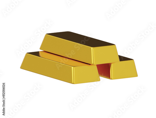 Gold bar icon 3d render illustration