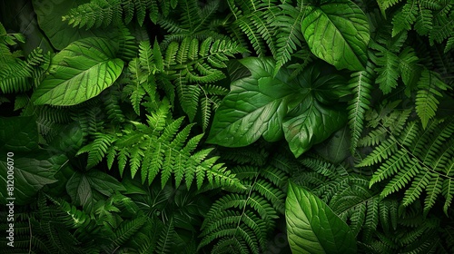 lush green foliage of a tropical rainforest, exotic plants and leaves