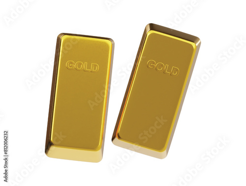 Gold bar icon 3d render illustration