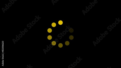 Loading bar, buffering loop animation on black background. Loading circle 4k