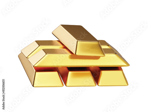 Gold bar icon 3d render illustration