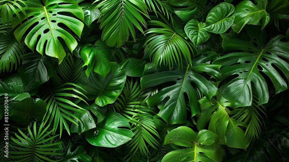 lush green leaves of various tropical plants lush green leaves of various tropical plants