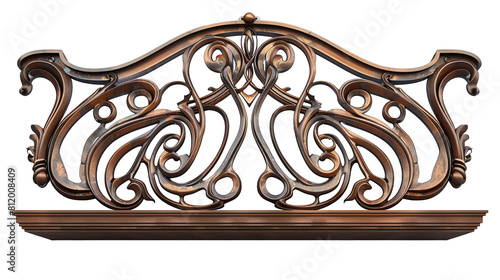 Art Nouveau balcony railing featuring flowing curves and organic motifs, isolated on a transparent background.


--ar
 16:9
