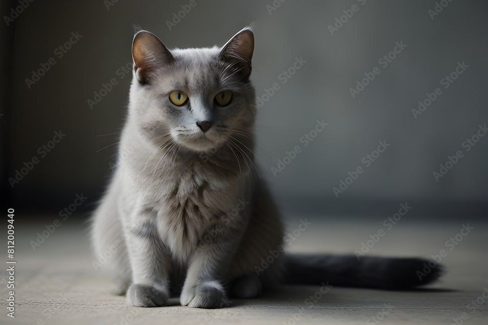 Naklejka premium Gray cat sitting