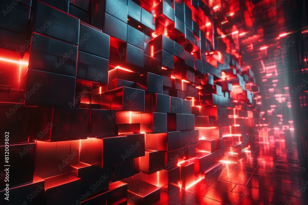 Fototapeta premium Glowing Red and Black Cubes