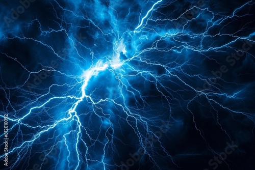 Blue lightning   abstract plasma  and energy background  AI-generated