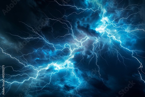 Blue lightning , abstract plasma, and energy background, AI-generated