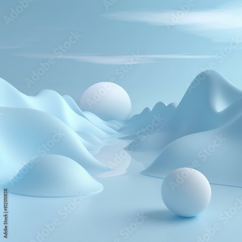 Blue and white minimalist abstract landscape