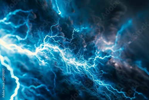 Blue lightning , abstract plasma, and energy background, AI-generated