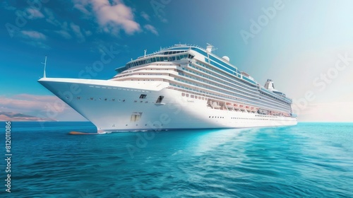 Majestic Grand Cruise Ship Sails the Vast Ocean Luxury Travel Experience with Stunning Views of Endless Seascape and Modern Amenities 