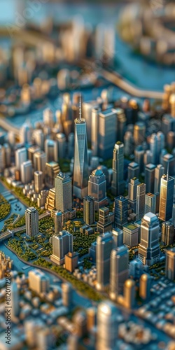 Tilt-shift photography of miniature New York City photo