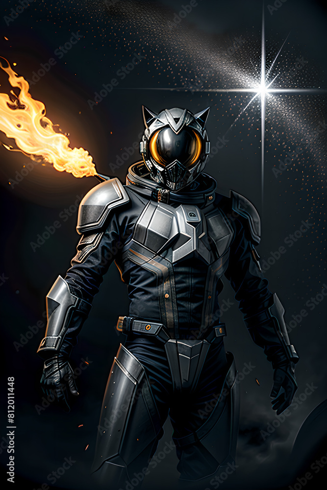 Naklejka premium AI, Man in space