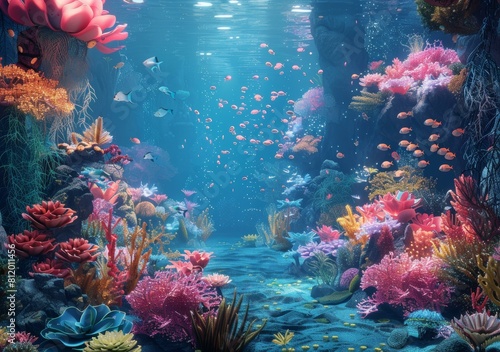 Underwater Fantasy World of Colorful Coral and Tropical Fish