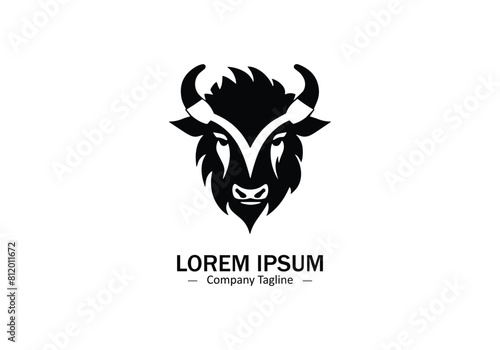 Logo of a bison icon silhouette design on white background