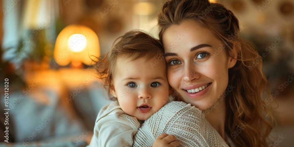 A mother is smiling at her baby while holding the baby in her arms A mother is smiling at her baby while holding the baby in her arms