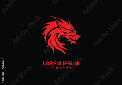Logo of a Dragon icon silhouette design on black background
