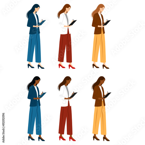 Set of office business women, vector illustration