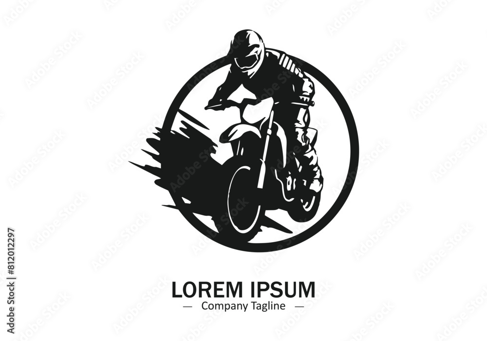 Logo of a motocross bike icon silhouette design on light background Logo of a motocross bike icon silhouette design on light background