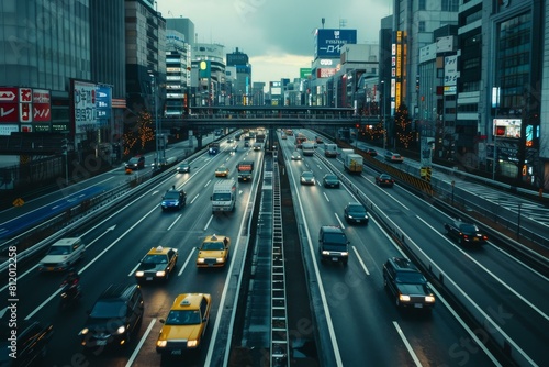 A busy highway in Tokyo  Japan