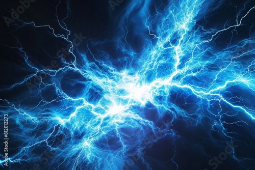 Blue lightning   abstract plasma  and energy background  AI-generated