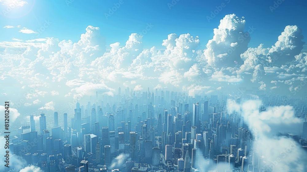 Obraz premium Aä¿¯çž°å›¾ofacityin the clouds