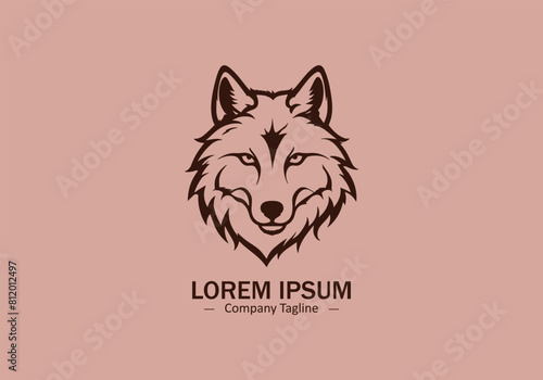 Logo of a wolf icon silhouette design on light background