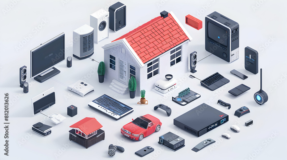 DIY Smart Home Upgrades: A DIY enthusiast enhances their space with smart devices for increased functionality and comfort. Isometric illustration for a modern touch. DIY Smart Home Upgrades: A DIY enthusiast enhances their space with smart devices for increased functionality and comfort. Isometric illustration for a modern touch.
