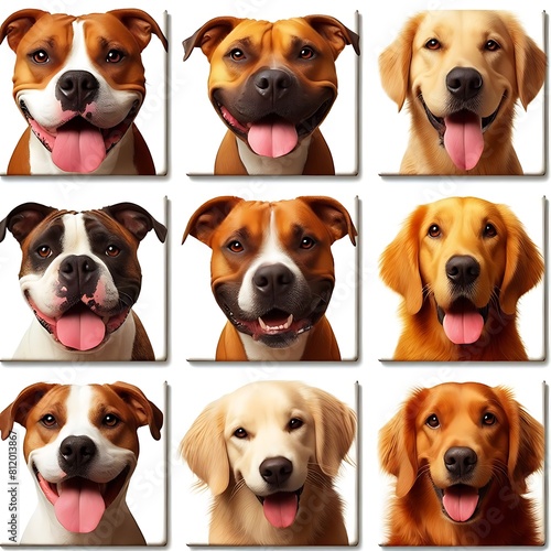 A collage of dogs with their tongues out image harmony has illustrative meaning used for printing illustrator.