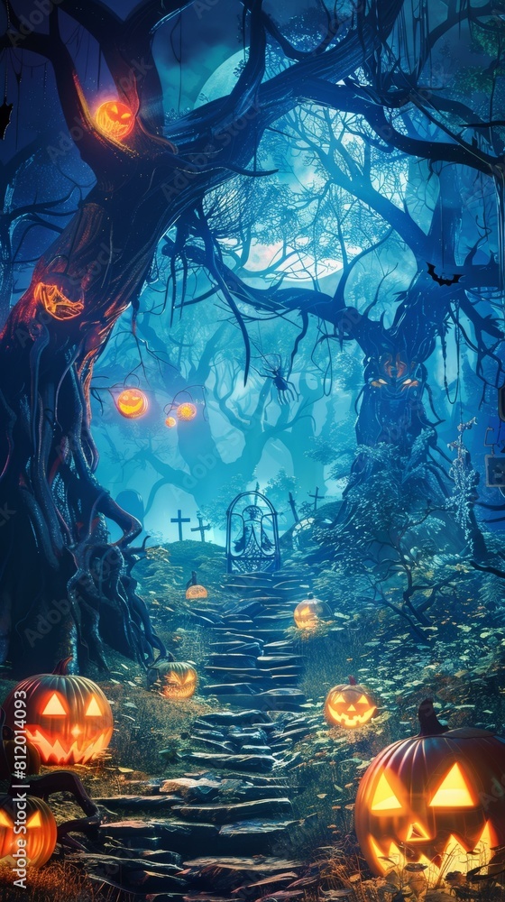 Mystical and mysterious path in the middle of a spooky forest Mystical and mysterious path in the middle of a spooky forest