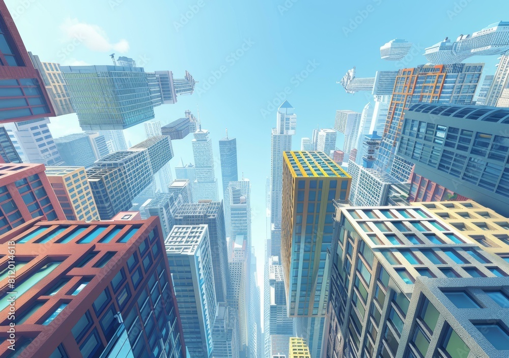 Fototapeta premium A Stunning View of a City from Below
