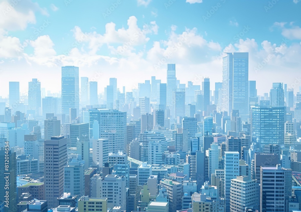 A cityscape of a large modern city with many skyscrapers.