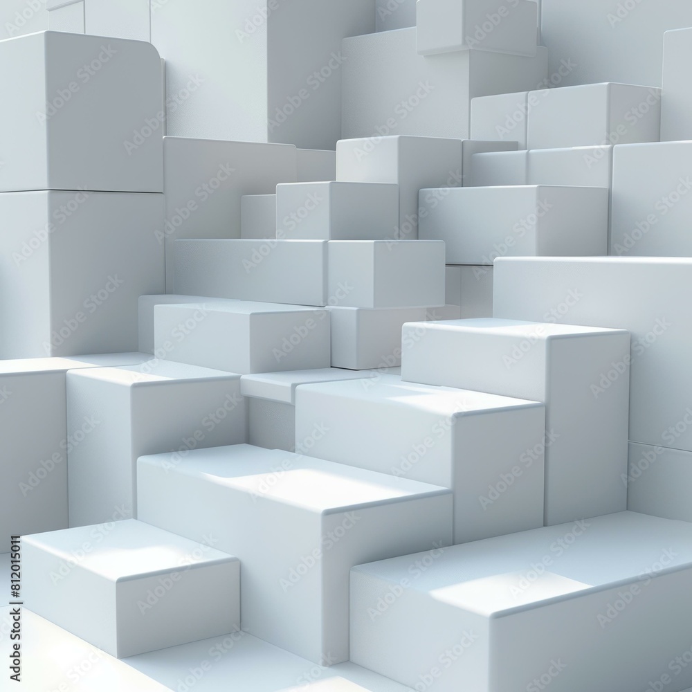 White abstract 3D geometric shapes White abstract 3D geometric shapes