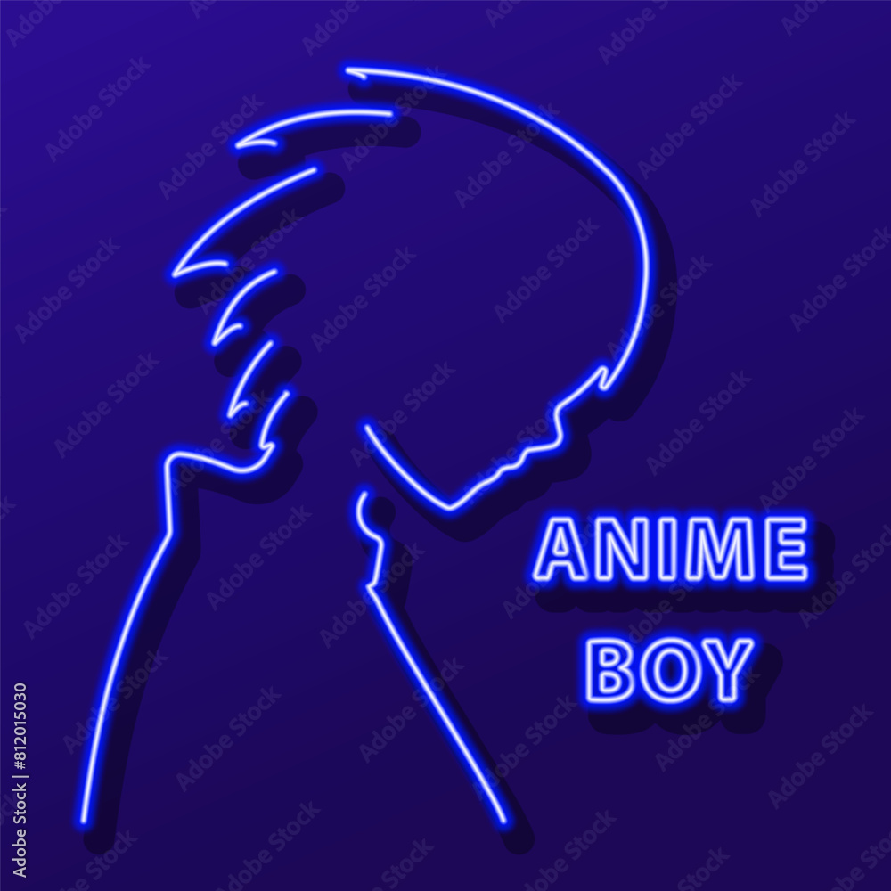 anime boy neon sign, modern glowing banner design, colorful modern design trend. Vector illustration. anime boy neon sign, modern glowing banner design, colorful modern design trend. Vector illustration.