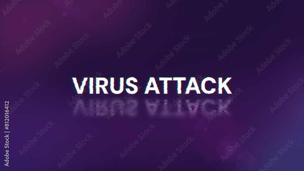 Virus attack text with screen effects of technological failures. Spectacular screen glitch with various kinds of interference. Looped Virus attack text with screen effects of technological failures. Spectacular screen glitch with various kinds of interference. Looped