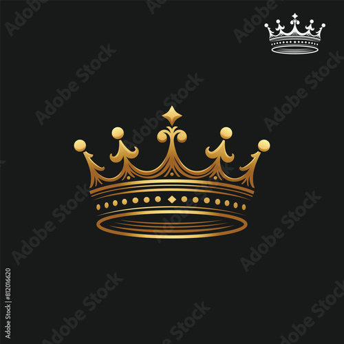 classic golden crown on black background